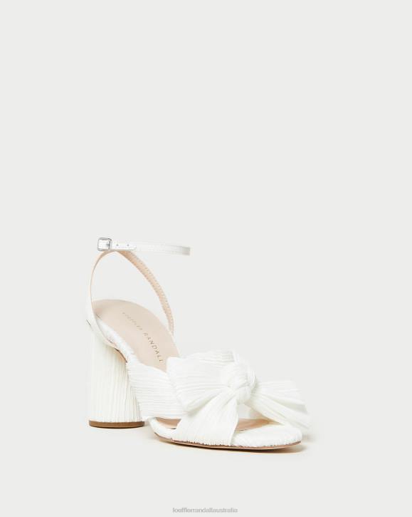 Shoes White Loeffler Randall 044J32 Women Camellia Pleated Bow Heel