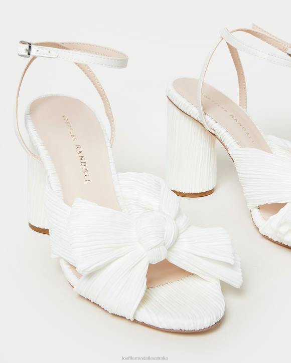 Shoes White Loeffler Randall 044J32 Women Camellia Pleated Bow Heel