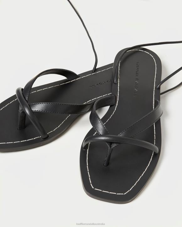Shoes Black Loeffler Randall 044J114 Women Lilla Thong Wrap Sandal