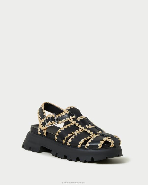 Shoes Black/Natural Loeffler Randall 044J125 Women Talia Caged Sandal