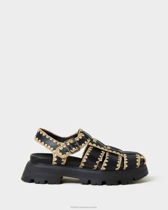 Shoes Black/Natural Loeffler Randall 044J125 Women Talia Caged Sandal