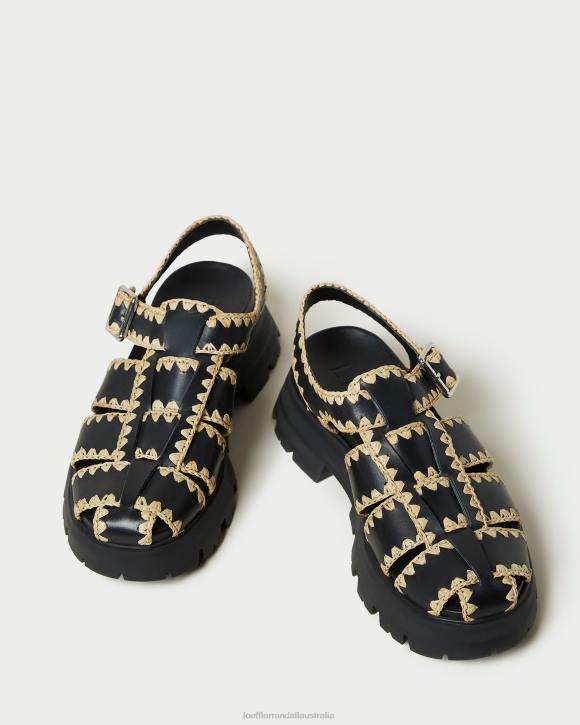 Shoes Black/Natural Loeffler Randall 044J125 Women Talia Caged Sandal