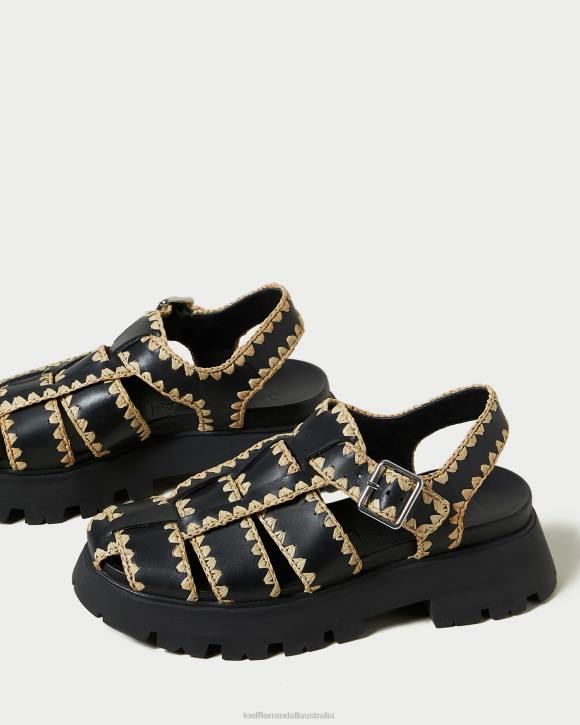 Shoes Black/Natural Loeffler Randall 044J125 Women Talia Caged Sandal