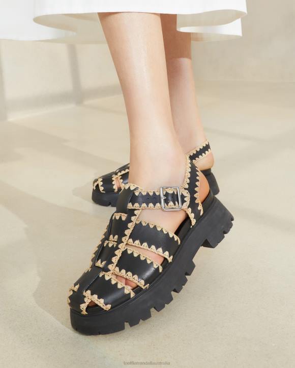 Shoes Black/Natural Loeffler Randall 044J125 Women Talia Caged Sandal