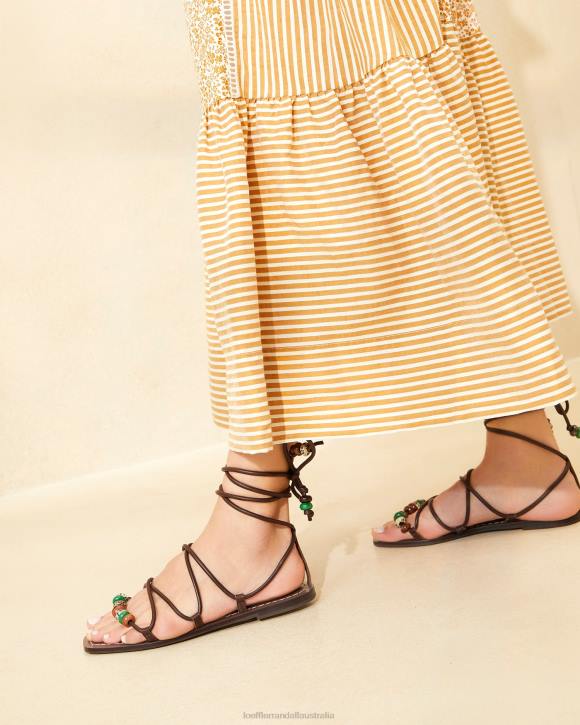 Shoes Chocolate Loeffler Randall 044J134 Women Colleen Knot Lace-Up Sandal
