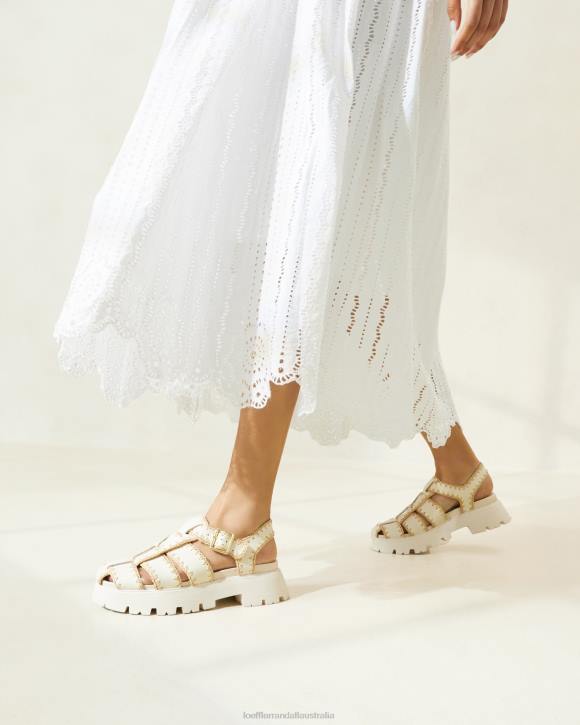 Shoes Cream/Natural Loeffler Randall 044J112 Women Talia Caged Sandal