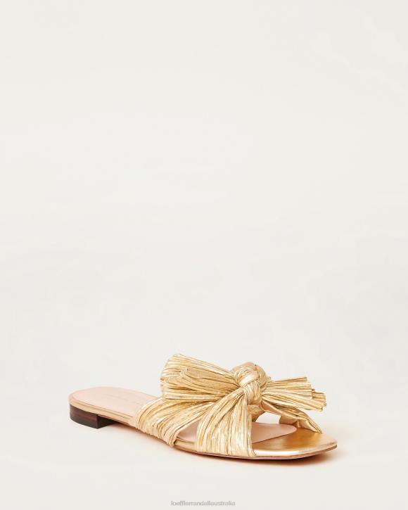 Shoes Gold Loeffler Randall 044J102 Women Daphne Pleated Bow Slide