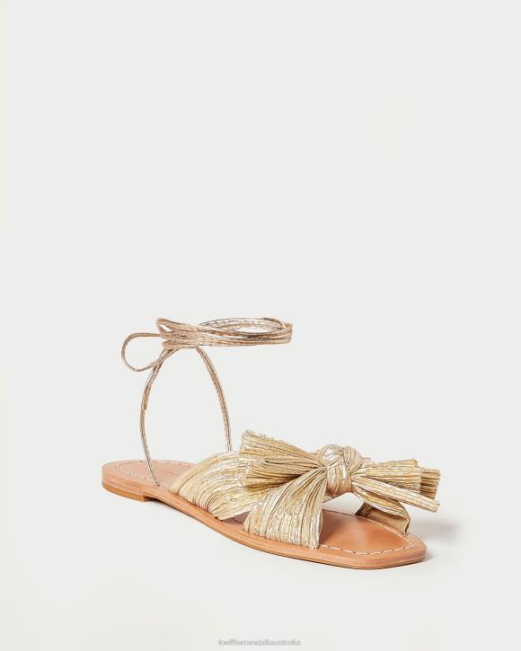 Shoes Gold Loeffler Randall 044J103 Women Peony Pleated Bow Slide
