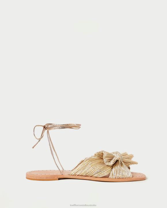 Shoes Gold Loeffler Randall 044J103 Women Peony Pleated Bow Slide