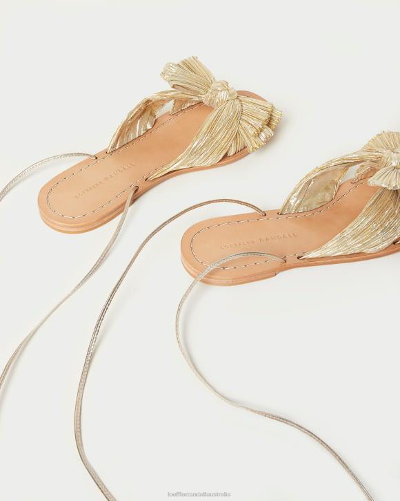 Shoes Gold Loeffler Randall 044J103 Women Peony Pleated Bow Slide