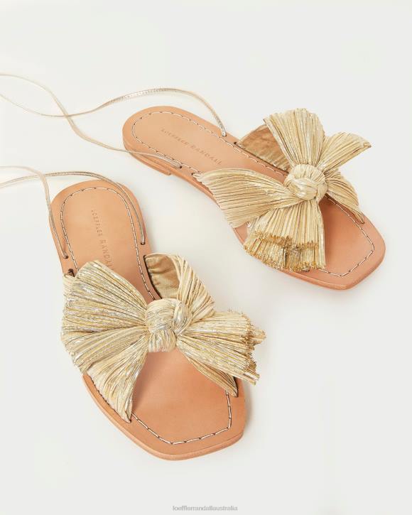 Shoes Gold Loeffler Randall 044J103 Women Peony Pleated Bow Slide