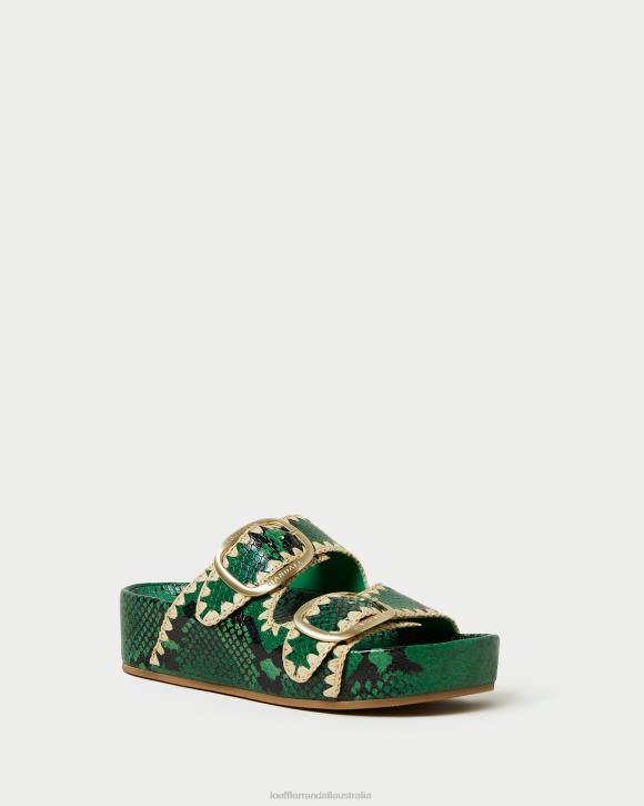 Shoes Green/Natural Loeffler Randall 044J120 Women Theo Footbed Sandal