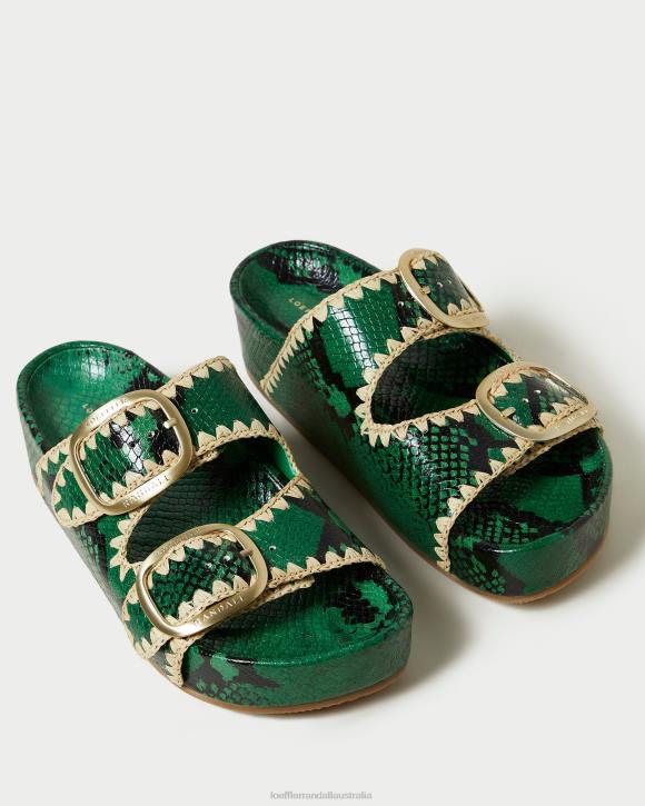 Shoes Green/Natural Loeffler Randall 044J120 Women Theo Footbed Sandal