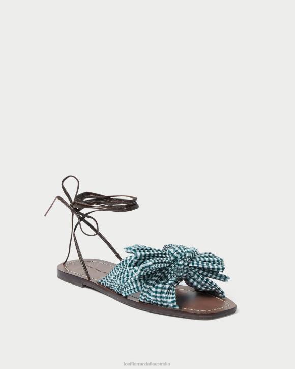 Shoes Mini Green Gingham Loeffler Randall 044J136 Women Peony Bow Slide