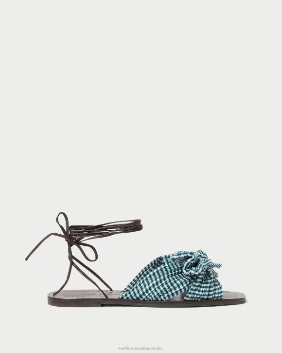 Shoes Mini Green Gingham Loeffler Randall 044J136 Women Peony Bow Slide