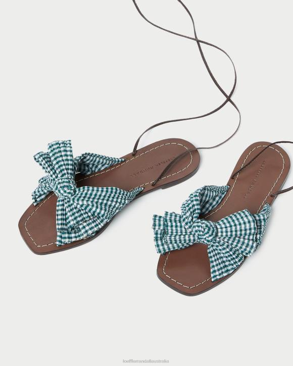 Shoes Mini Green Gingham Loeffler Randall 044J136 Women Peony Bow Slide