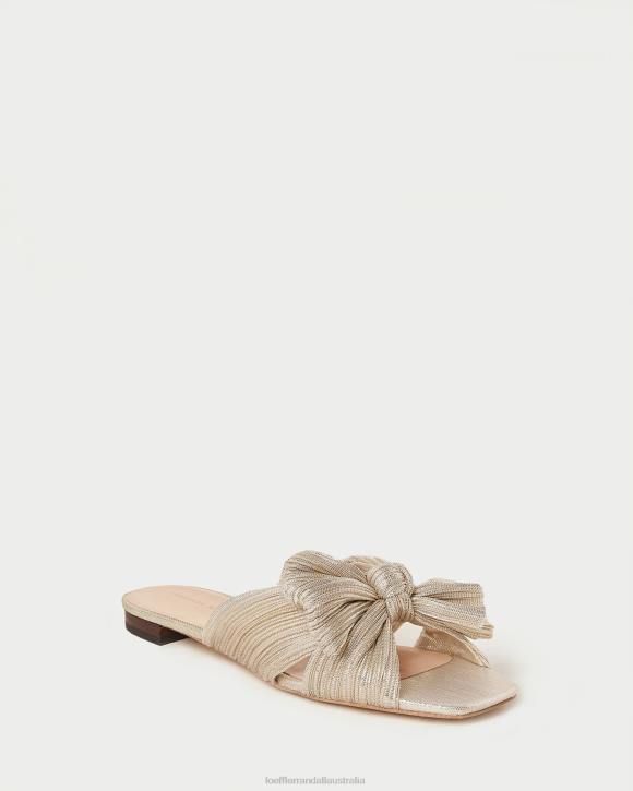 Shoes Platinum Loeffler Randall 044J100 Women Daphne Pleated Bow Slide
