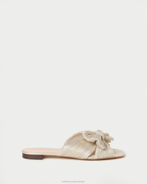 Shoes Platinum Loeffler Randall 044J100 Women Daphne Pleated Bow Slide
