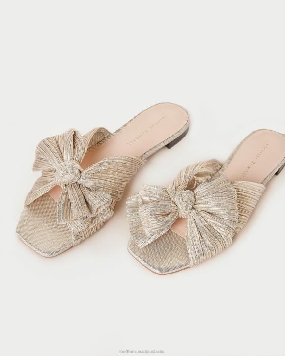 Shoes Platinum Loeffler Randall 044J100 Women Daphne Pleated Bow Slide