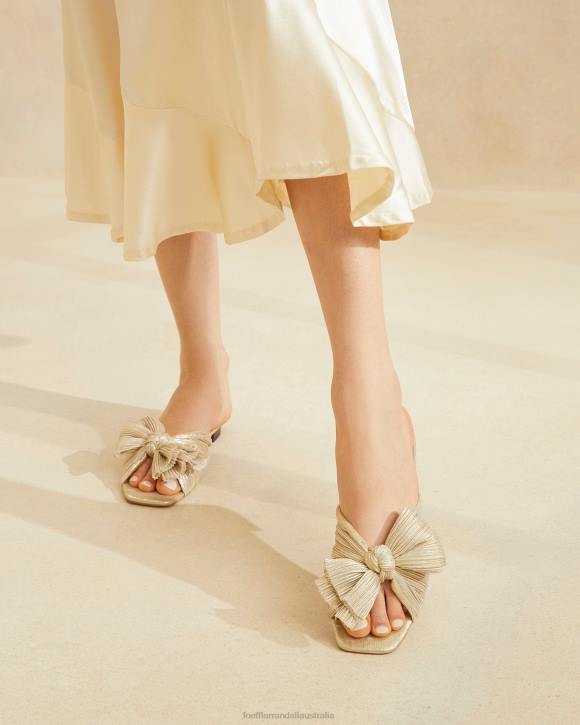 Shoes Platinum Loeffler Randall 044J100 Women Daphne Pleated Bow Slide