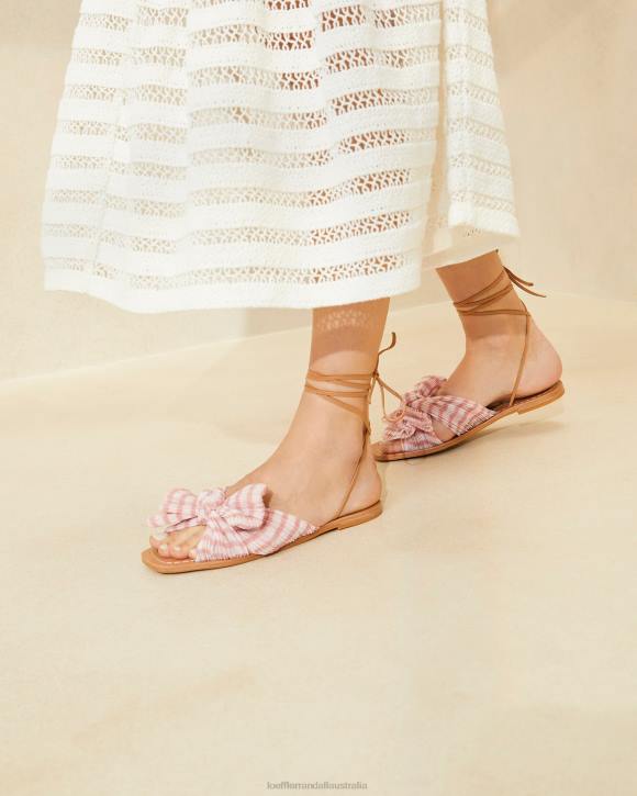 Shoes Soft Pink Gingham Loeffler Randall 044J131 Women Peony Bow Slide